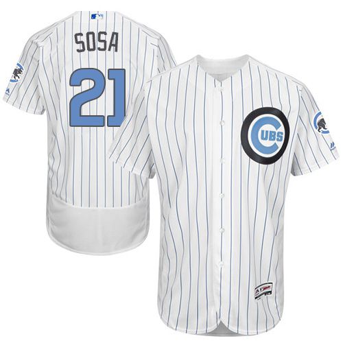 Cubs #21 Sammy Sosa White(Blue Strip) Flexbase Authentic Collection Father's Day Stitched MLB Jersey